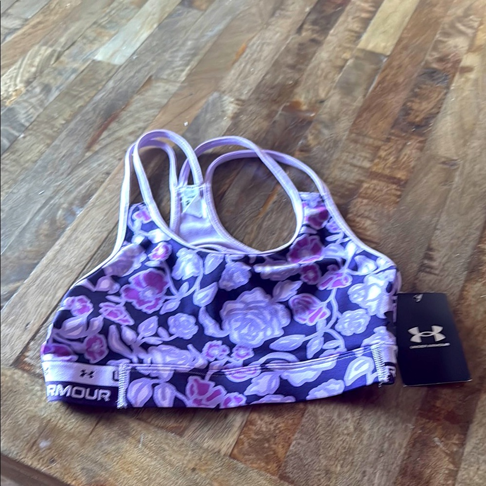 Under Armour Girls Purple Floral Sports Bra